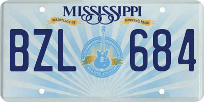 MS license plate BZL684