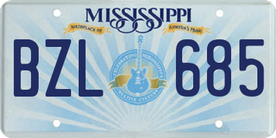 MS license plate BZL685