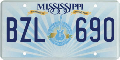 MS license plate BZL690