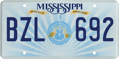 MS license plate BZL692