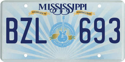 MS license plate BZL693