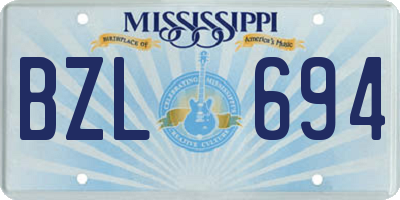 MS license plate BZL694