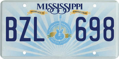 MS license plate BZL698