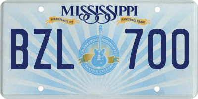 MS license plate BZL700