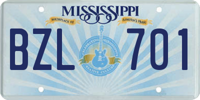 MS license plate BZL701