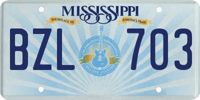 MS license plate BZL703