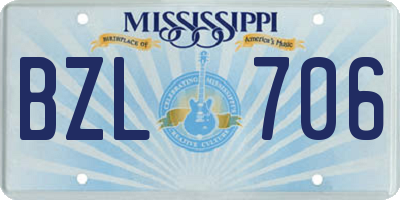 MS license plate BZL706