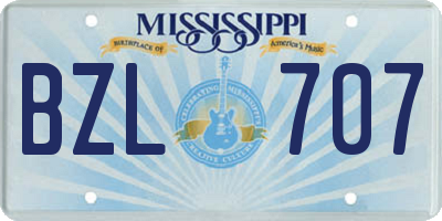 MS license plate BZL707