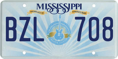 MS license plate BZL708