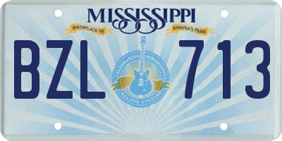 MS license plate BZL713