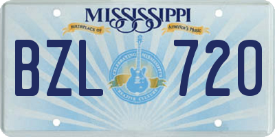 MS license plate BZL720