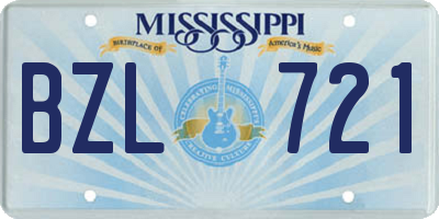 MS license plate BZL721