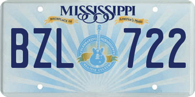 MS license plate BZL722