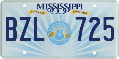 MS license plate BZL725