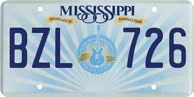MS license plate BZL726