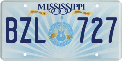 MS license plate BZL727
