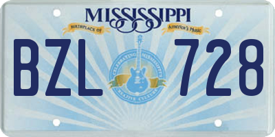MS license plate BZL728