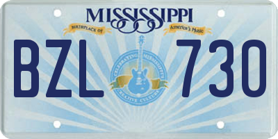 MS license plate BZL730