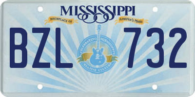MS license plate BZL732