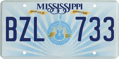 MS license plate BZL733