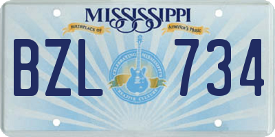 MS license plate BZL734