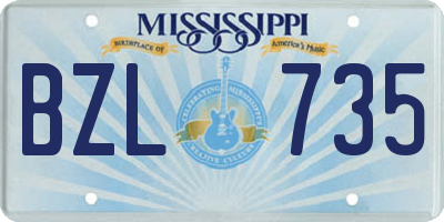 MS license plate BZL735