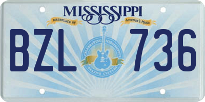 MS license plate BZL736