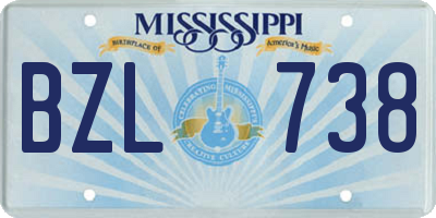 MS license plate BZL738
