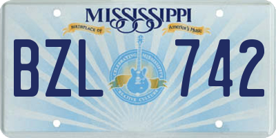 MS license plate BZL742