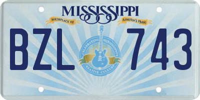 MS license plate BZL743