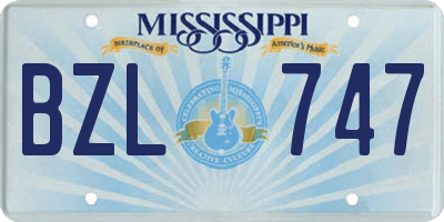 MS license plate BZL747