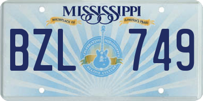 MS license plate BZL749