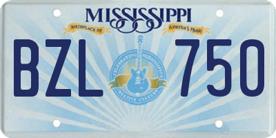 MS license plate BZL750