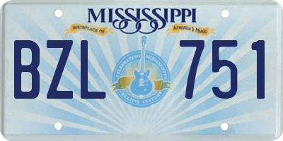 MS license plate BZL751
