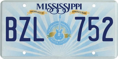 MS license plate BZL752