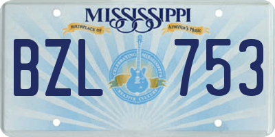 MS license plate BZL753