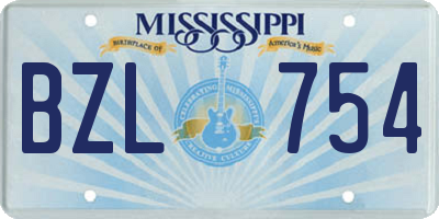 MS license plate BZL754