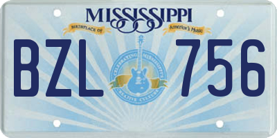 MS license plate BZL756