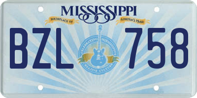 MS license plate BZL758