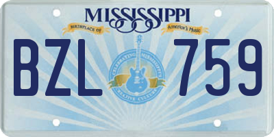 MS license plate BZL759