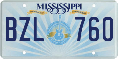 MS license plate BZL760
