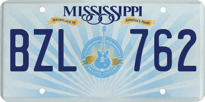 MS license plate BZL762