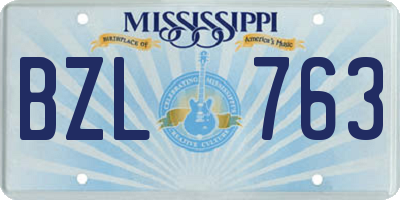 MS license plate BZL763