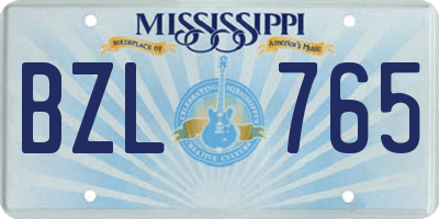 MS license plate BZL765