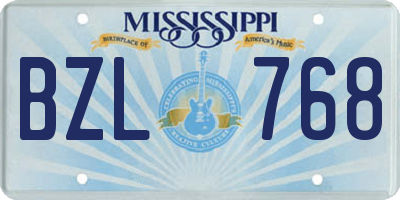 MS license plate BZL768
