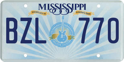 MS license plate BZL770