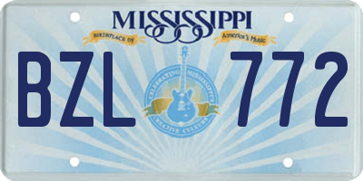 MS license plate BZL772
