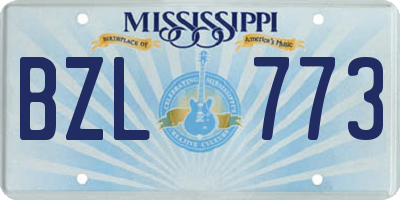 MS license plate BZL773