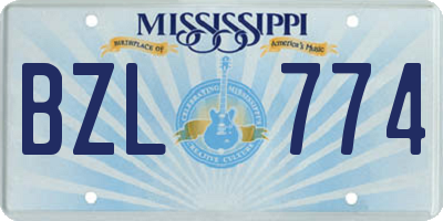 MS license plate BZL774