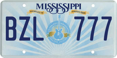 MS license plate BZL777